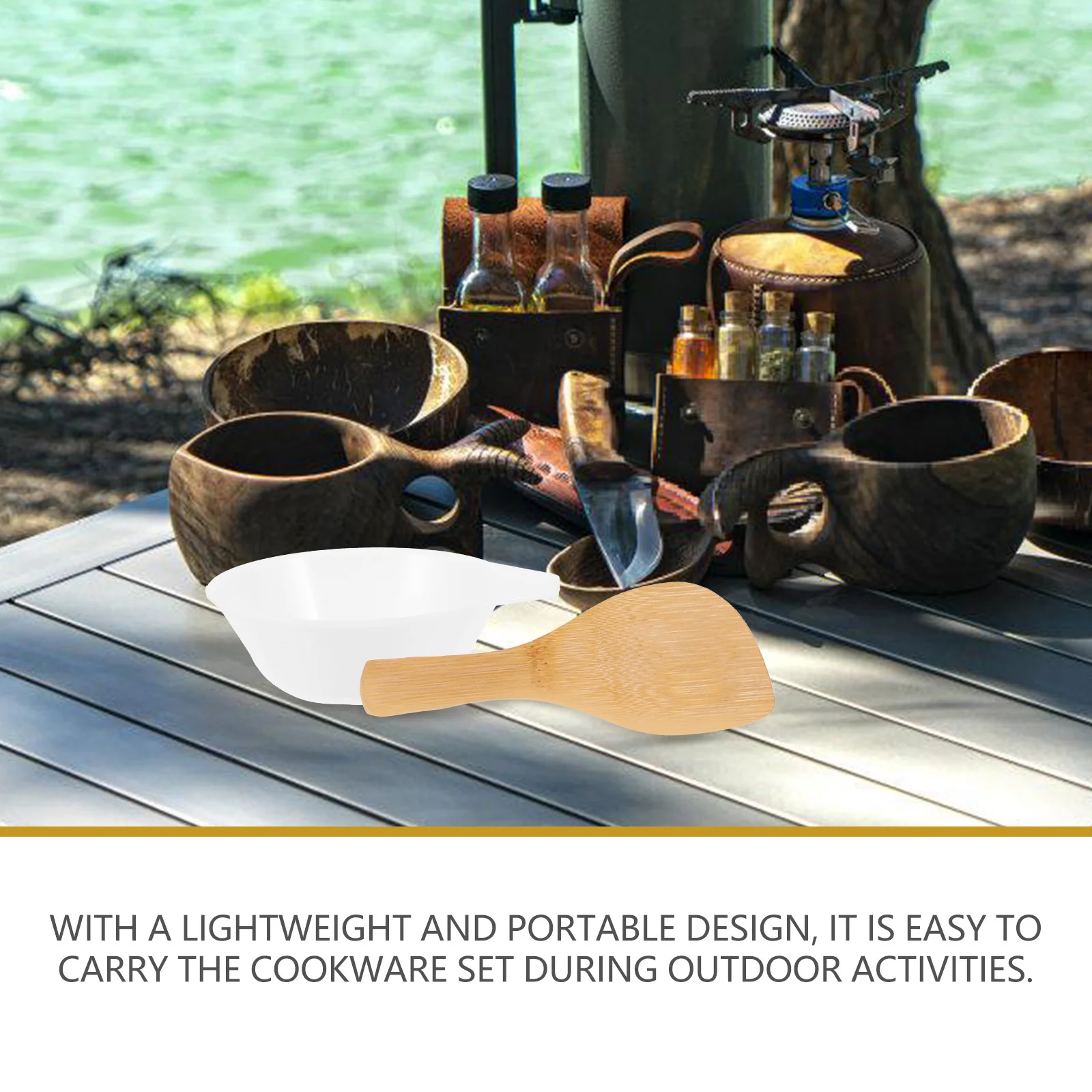 

Camping Tableware Set Spoon Serving Utensils Cookware Outdoor Cooking Bowls Plastic Cutlery Reusable Portable