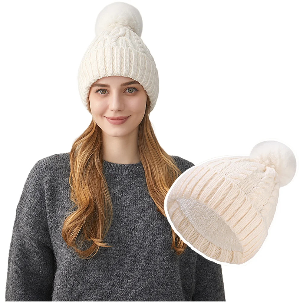 Winter For beanie for Women Thickened Knit Soft Blend Windproof Hat with Ear Protection and Elastic Construction