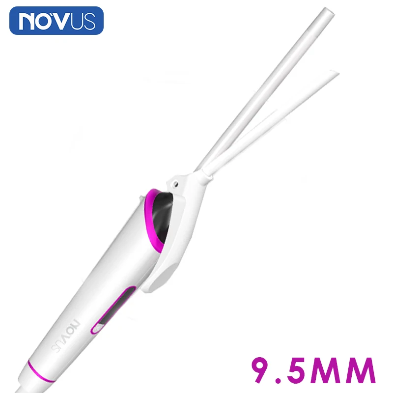 NOVUS 9.5mm Hair Curlers Ceramic Curling Iron Fast Heating 5 Temperatures Hair Iron 60 Min Auto Off LCD Screen Styling Tool