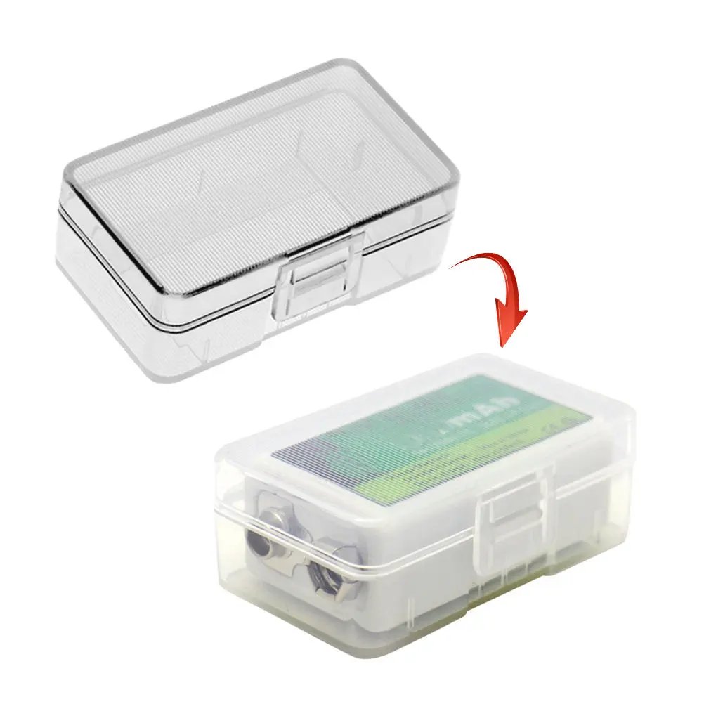 Transparent Battery Storage Box PP Plastic Compact Lightweight Organizer Case for Single 9V Batteries Safe Storage and Battery
