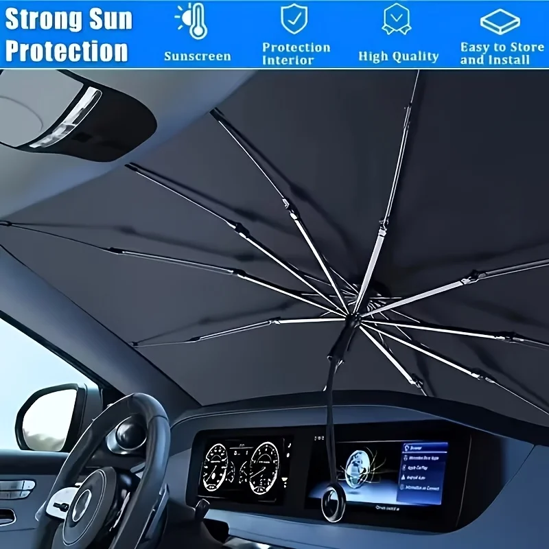 Car Sunshade for the Front Windshield, Sun Protection and Heat Insulation Sunshade, Blackout Curtain equipment, Car Interior Win