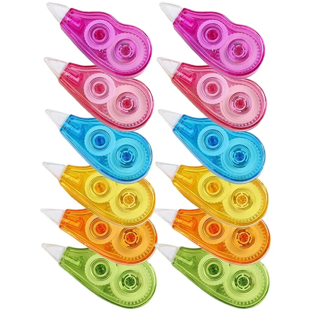 

12 Pcs Stationery 12m Large Capacity Students Correction Tape White Out Adhesive Tapes Tape Portable School Supplies R om Color