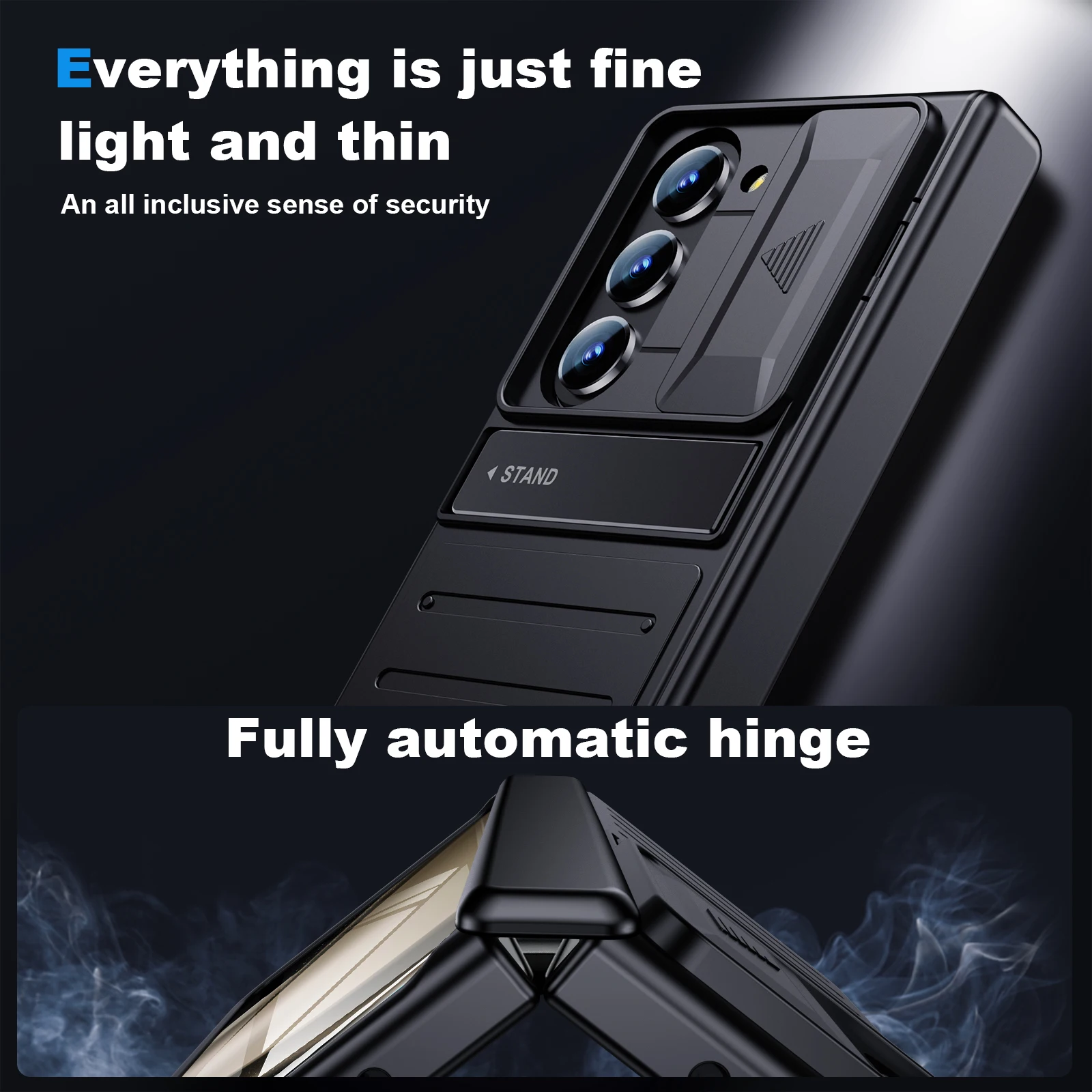 For Samsung Galaxy Z Fold 5 Slim Case Full Body Hinge Protection Shockproof Phone Case With Screen Protector Slide Camera Cover