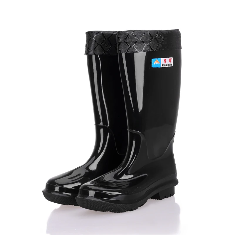 أحذية مطر رجالية طويلة الساق مبطنة بالفرو مضادة للانزلاق دافئة وأنيقة أحذية مائية للربيع والخريف أحذية طويلة ومتوسطة الساق #4
