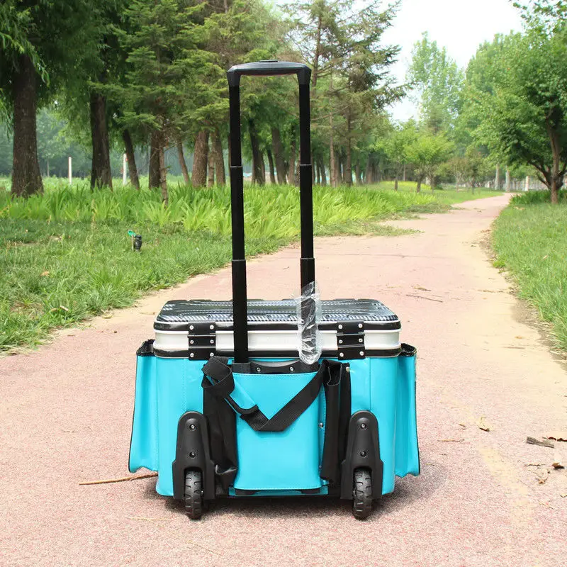 

New hard cover trolley fishing bucket multi-functional large wheel trolley case