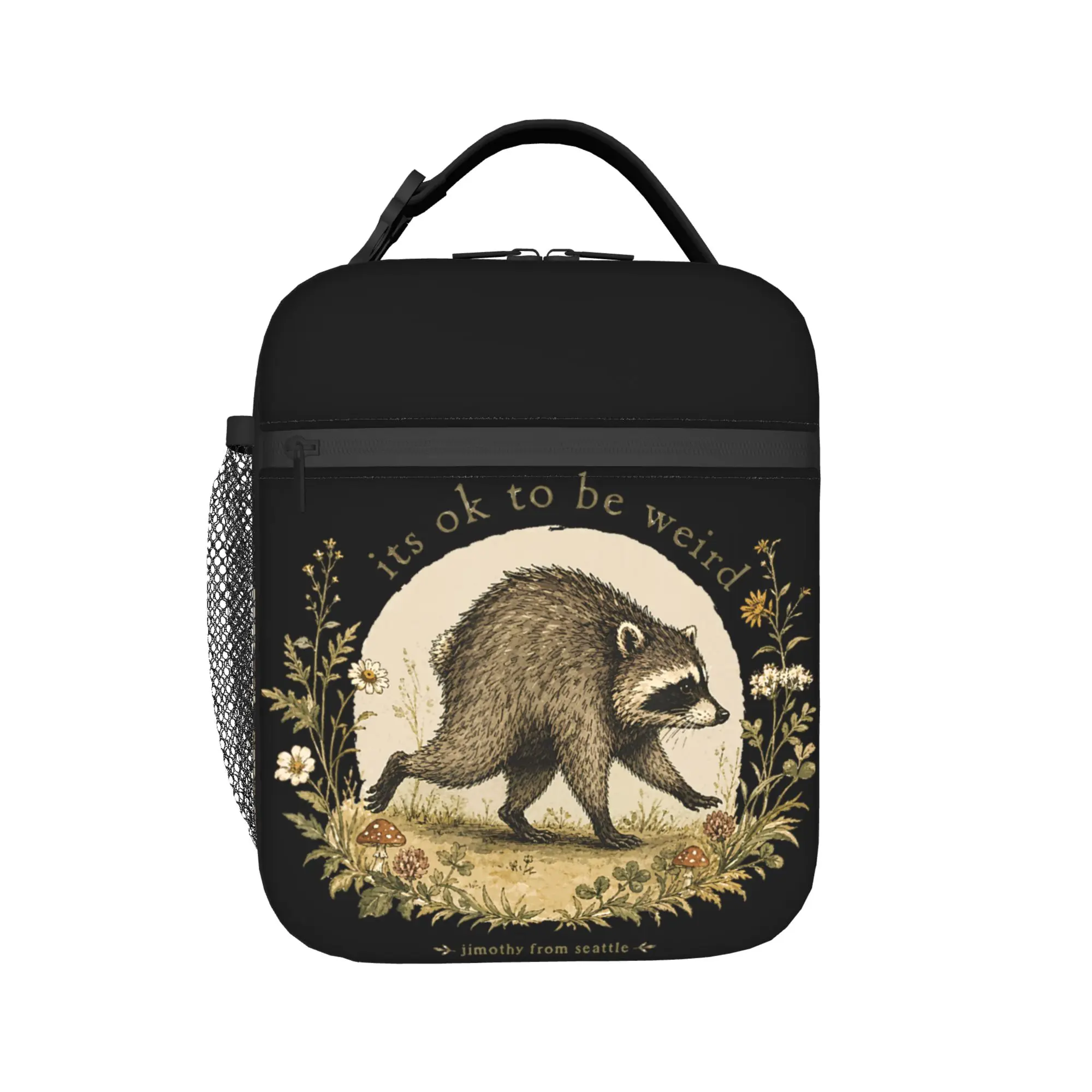 Jimothy From Seattle It-s OK To Be Weird Raccoon Cottagecore Insulated Lunch Bag Thermal Bag ,Lunch Container  Tote Lunch Box