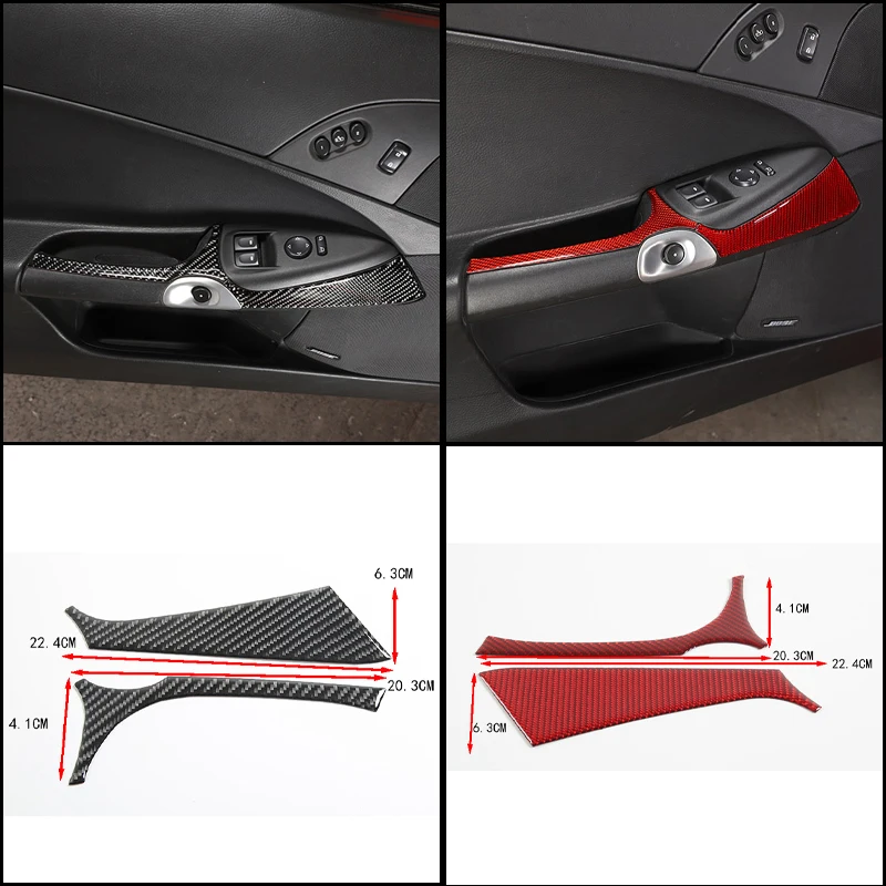 100% Real Dry Soft Carbon Fiber Inner Door Pull Handle Cover Set for Chevy Corvette C6 2005-2013 Driver Accessories 2Pcs LHD