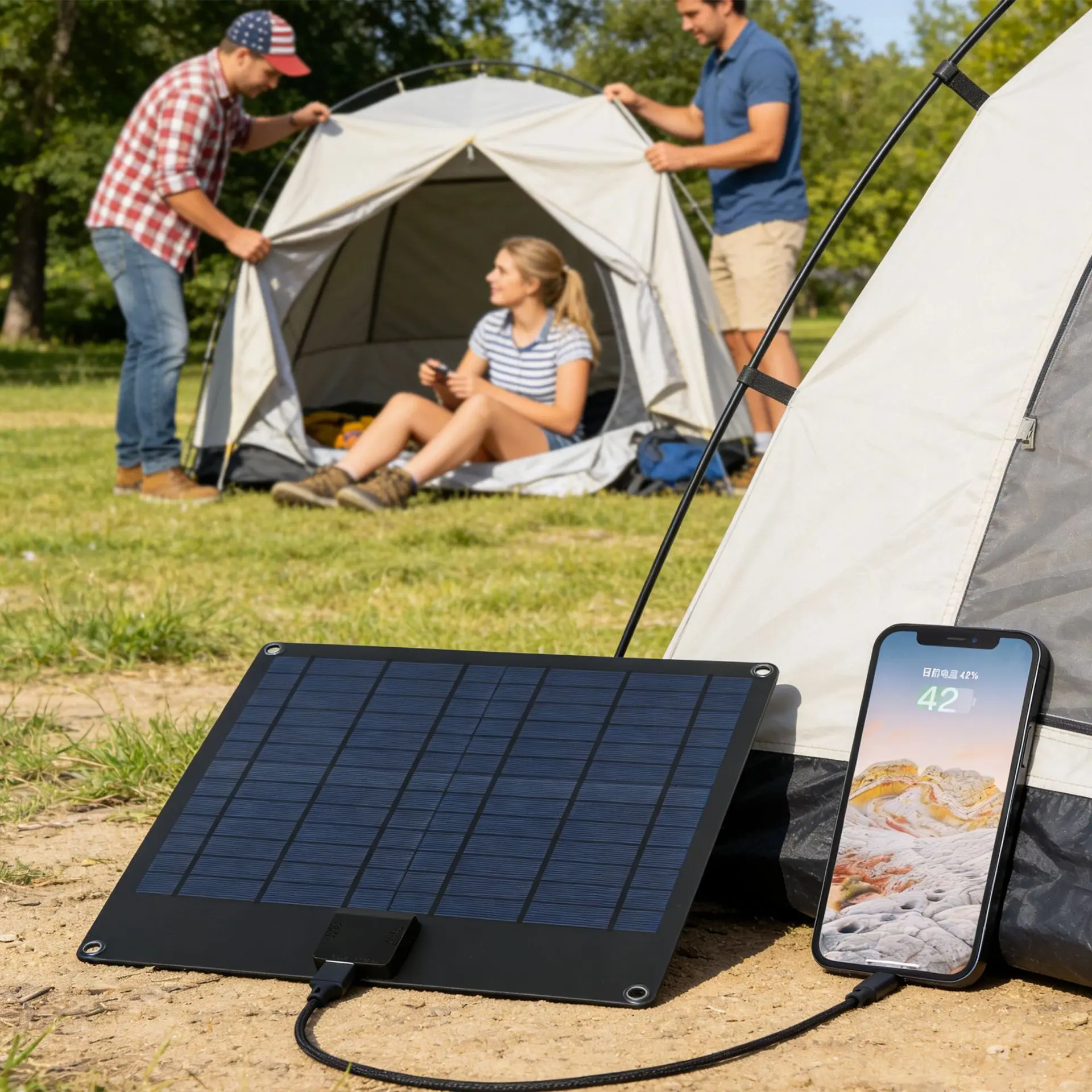 Flexible Solar Battery Charger 18W DC Port 12V / USB 5V Waterproof Solar Panel Trickle Charging Kits for Car Boats ,Cell Phone
