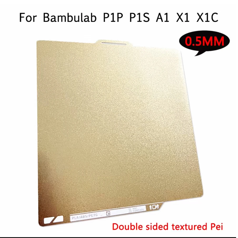 

For Bambu lab P1P P1S A1 X1 X1E X1-Carbon PEI Sheet Build Plate 0.5mm Pei Thickness Double Sided Bambulab A1 Spring Steel Sheet