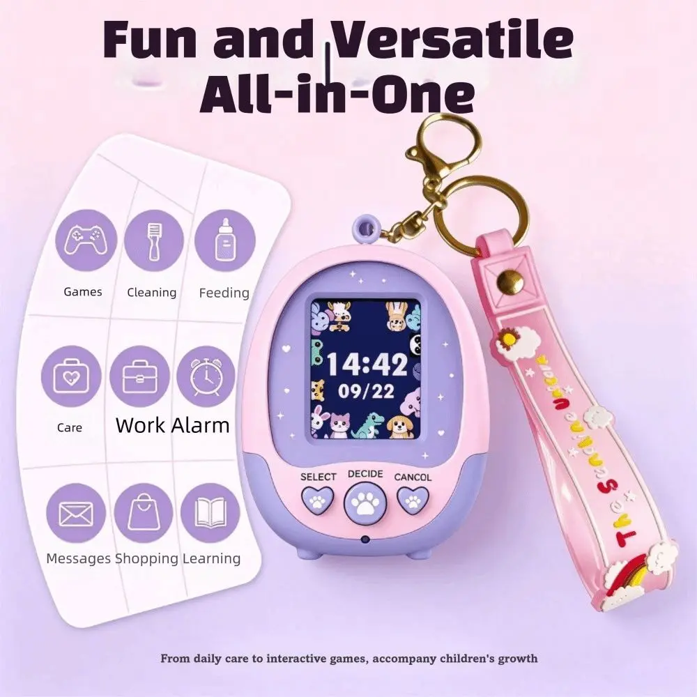 Color Screen Virtual Pet Keychain Portable Mini Electronic Pet Machine Educational Electronic Handheld Game Console Girls