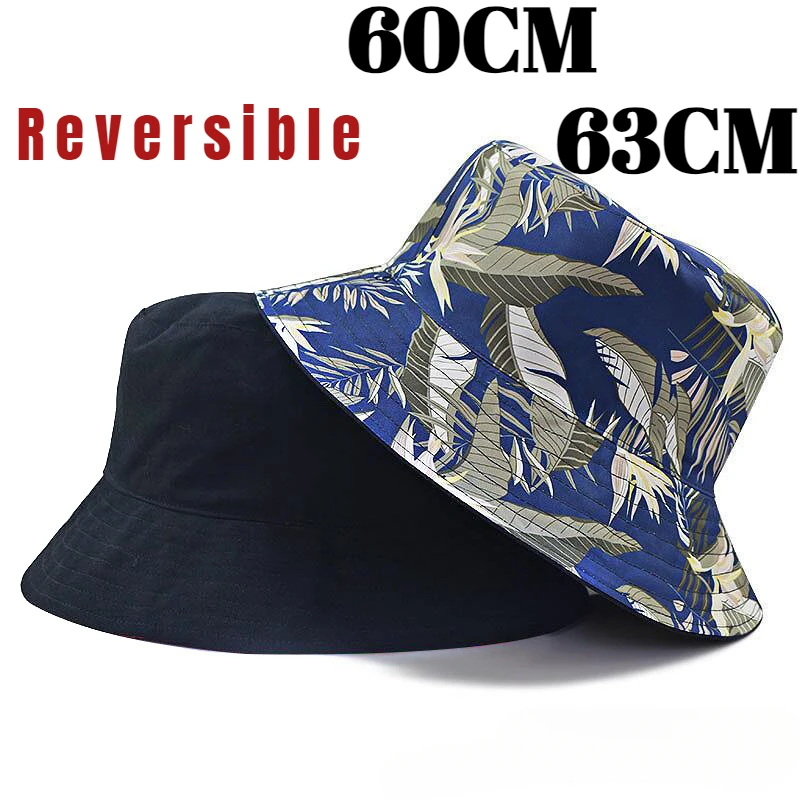 

Big Head Reversible Double-sided Print Bucket Hats Men Outdoor Upf 50+ Sunscreen Fisherman Cap Women Summer Camp Hiking Sun Hat
