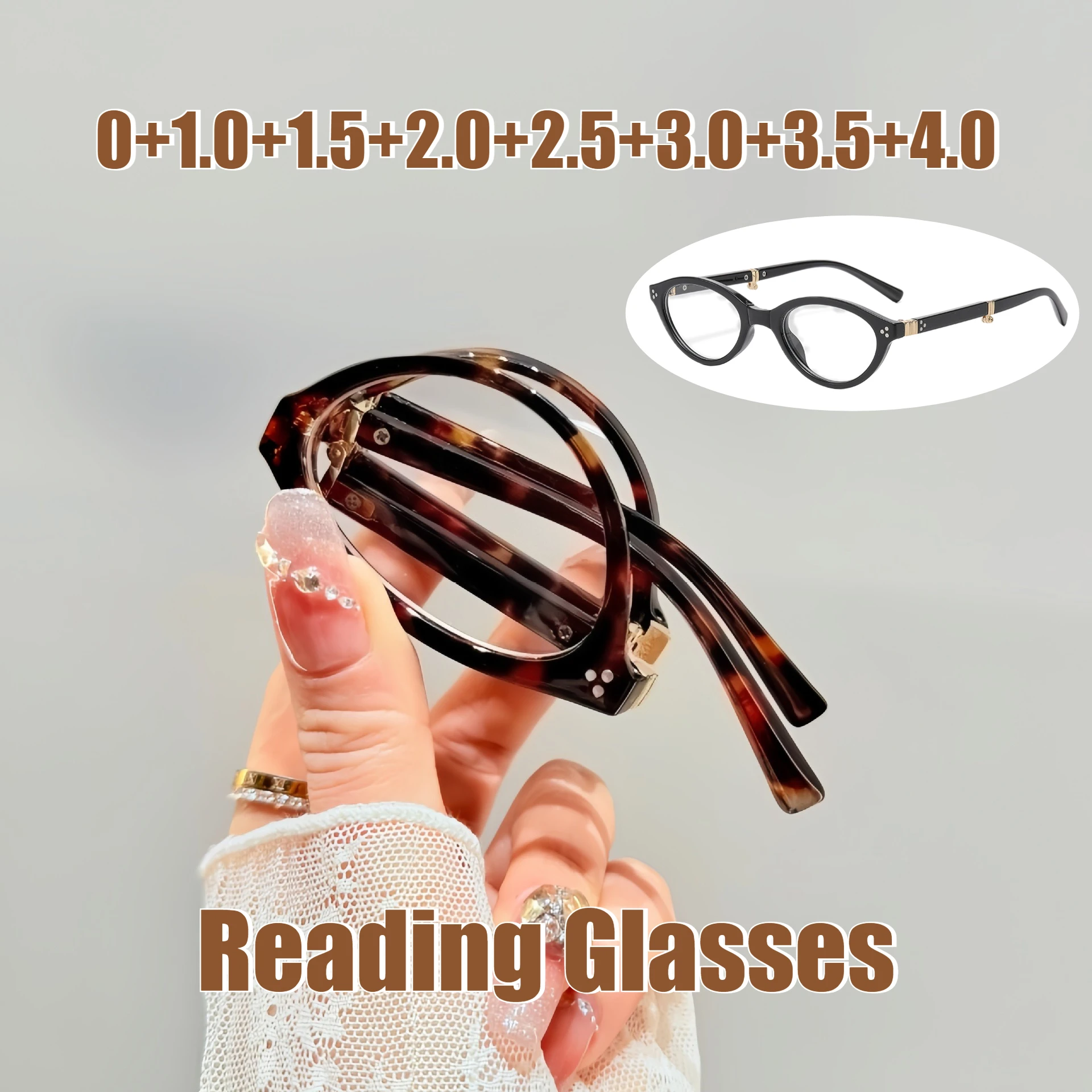 

Men Women Fashion New Folding Reading Glasses Fashion Portable Leisure Glasses HD Lenses Anti Blue Light Reading Glasses +4.0