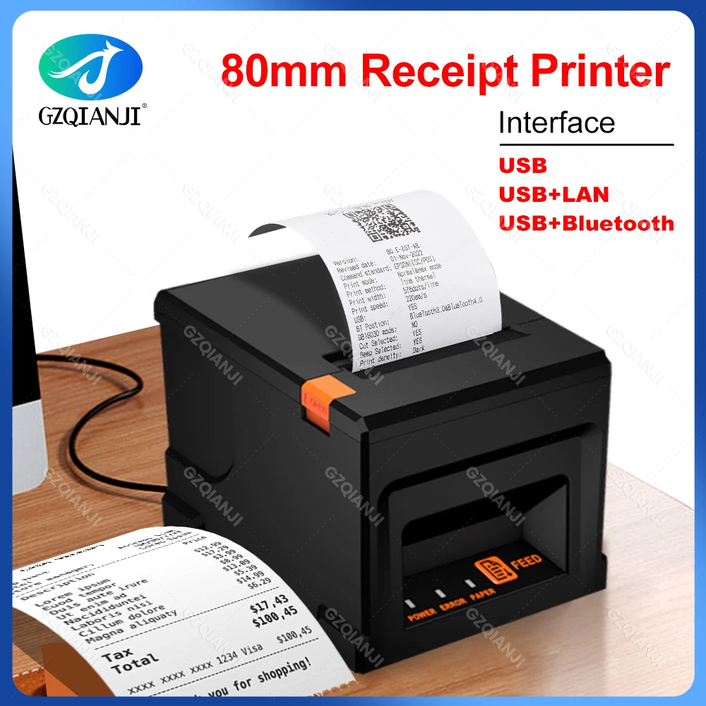 Kitchen Check Thermal Lan Bluetooth Printer 80mm Money Receipt Printing Multifunctional Machines for Small Businesses and Wall