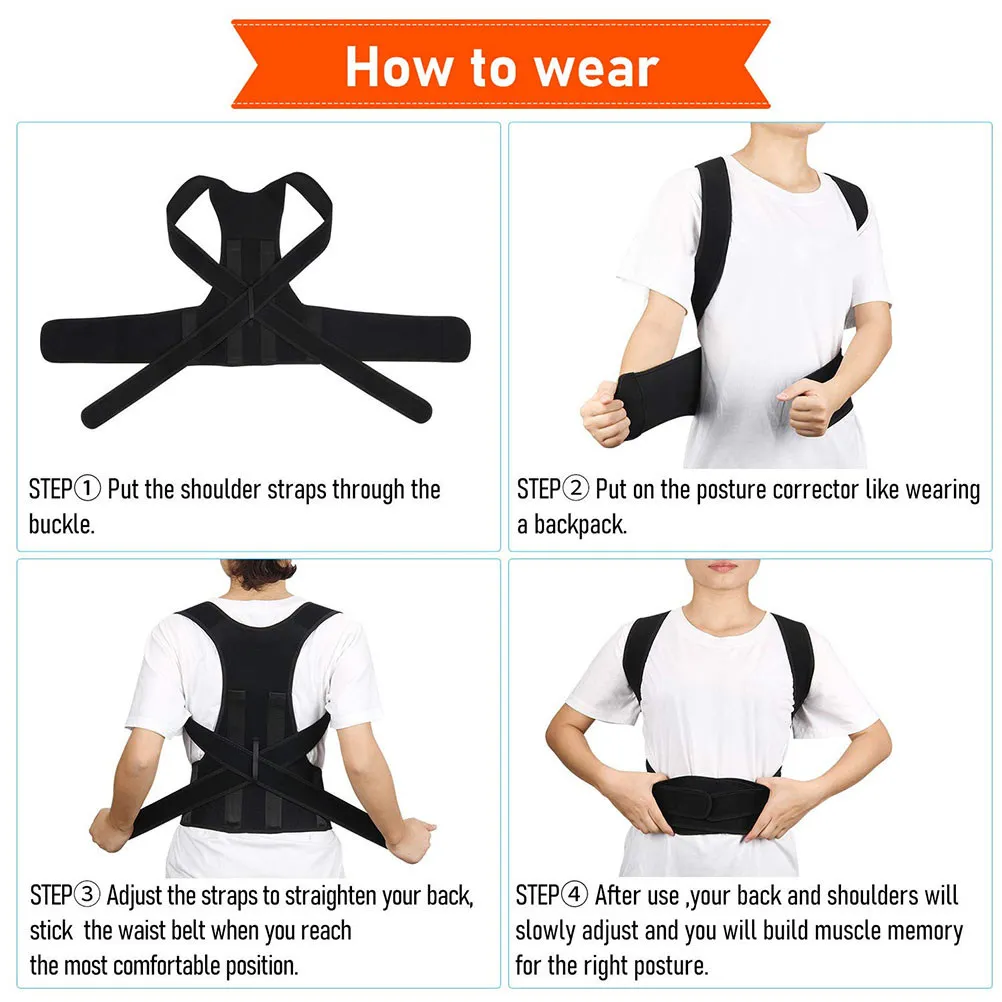

Adjustable Posture Corrector for Adults Ergonomic Hunchback Brace Breathable Back Straightener for Office Home Sports Use