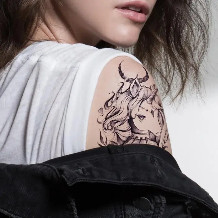 Flower Horse Tattoos Temporary Waterproof Tattoo for Women Moon Unicorn Festival Tatto Arm Art Cute Tatoo Stickers Cheap Goods