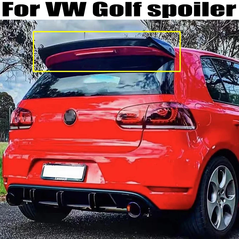 

For Volkswagen VW Golf 6 MK6 GTI GTD R Spoiler 2010 2011 2012 2013 High Quality ABS Plastics Car Rear Roof wings spoiler Airfoil