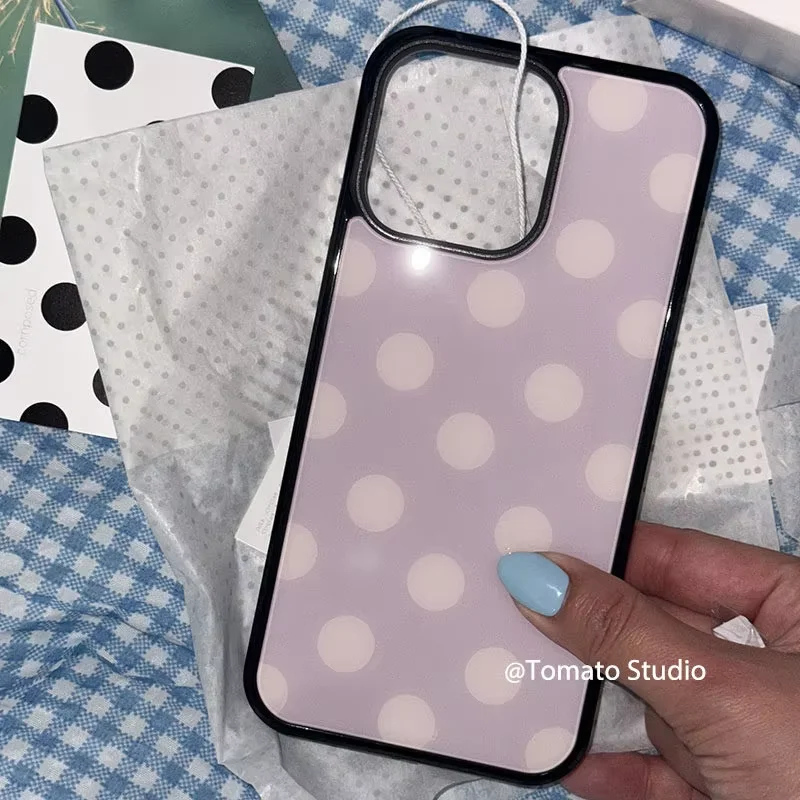 Korean Ins Fashion Purple Polka Dots Drop Glue Phone Case For Samsung Galaxy S23 FE S24 PLUS S25 ULTRA S26 EDGE Hydrogel Cover view 3