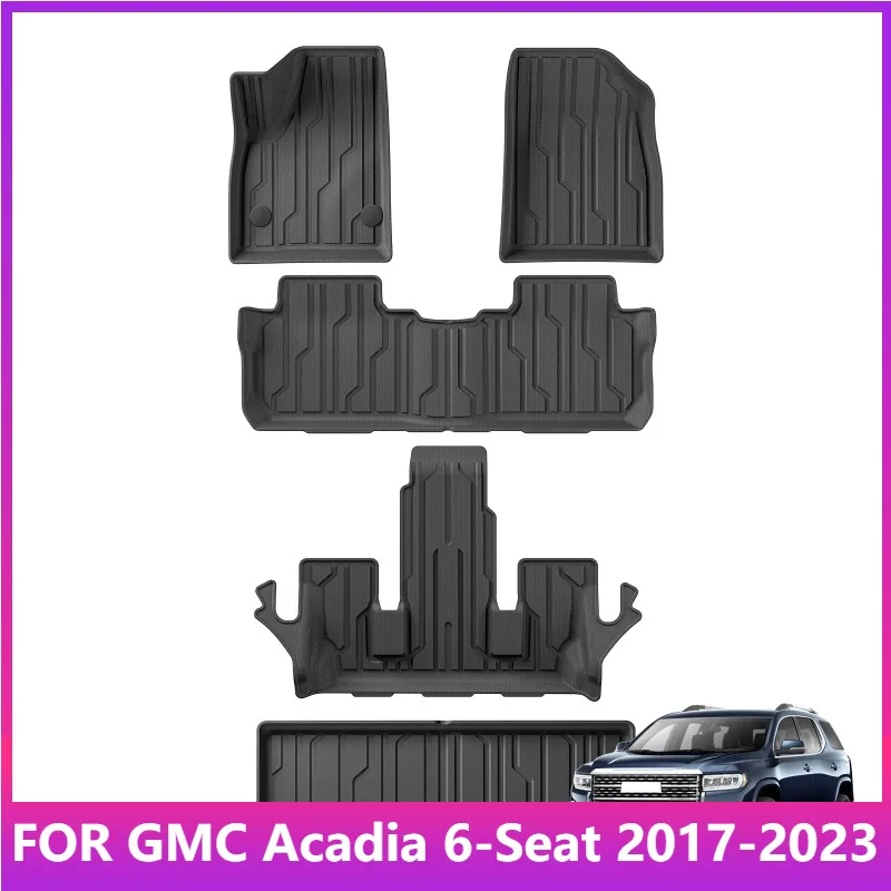 

For GMC Acadia 6-Seat 2017-2023 TPE Floor Mats Cargo Liner Trunk Mats Floor Liner Pad Protection Black