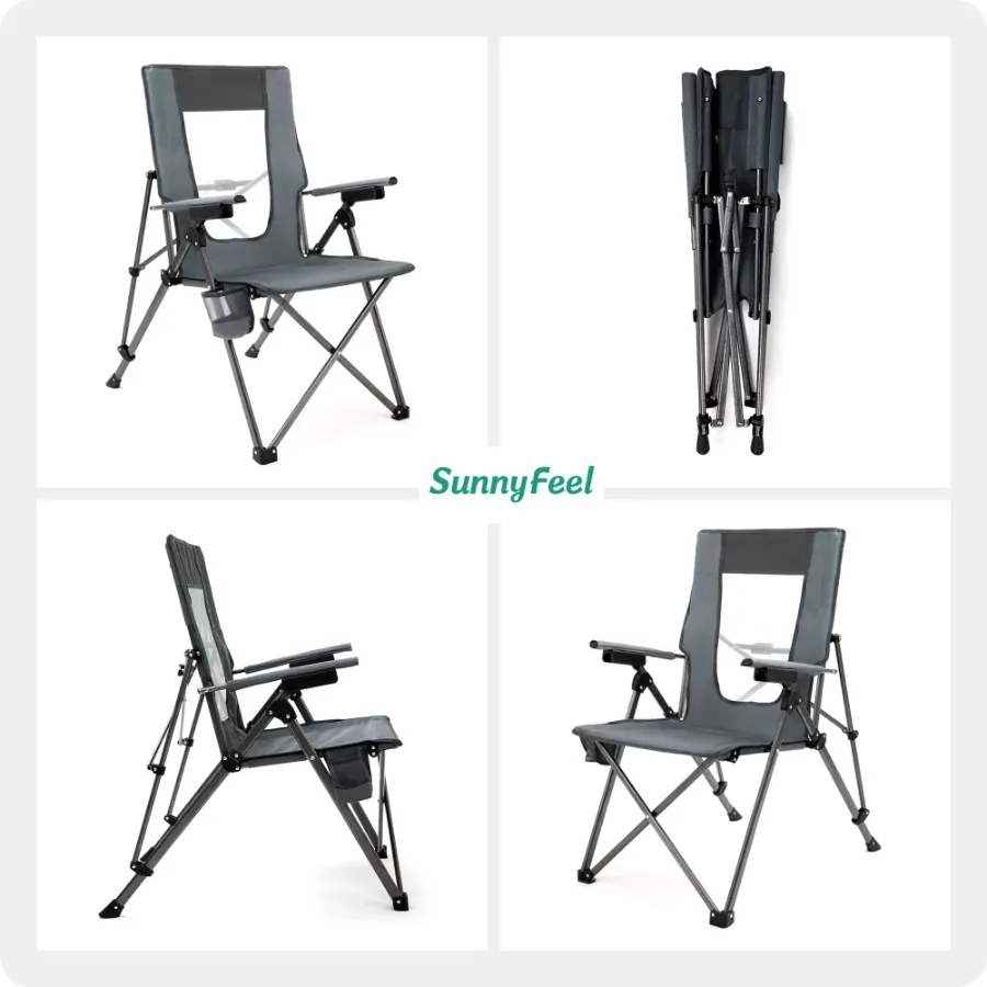 

UNNYFEEL Outdoor Reclining Camping Chairs Adjustable 3 Position Foldable Heavy Duty Adults 300 LBS Capacity For Adults Lounge W