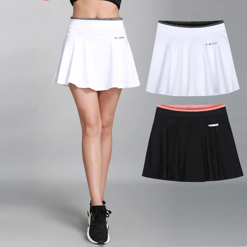 Minigonna da tennis per ragazza a pieghe coreana, gonna da tennis nera, gonna da tennis con pantaloncini, Skorts da Badminton Slim ad asciugatura