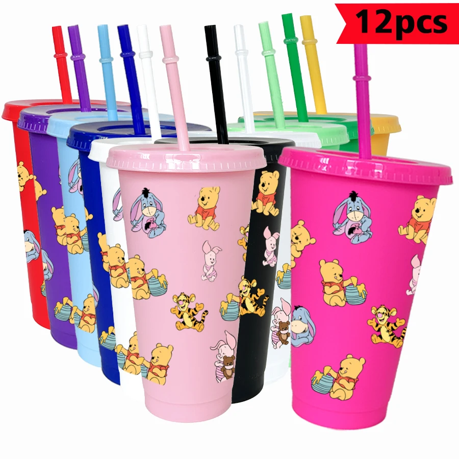 

12 pcs/pack Disney, Winnie the Pooh, Tigger 26oz colorful plastic tumbler birthday party drinking utensils juice coffee cups