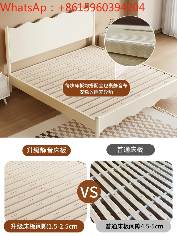 Custom-made solid wood bed white modern simple master bedroom double Nordic household 2m x2 m big bed storage box 1.8m.