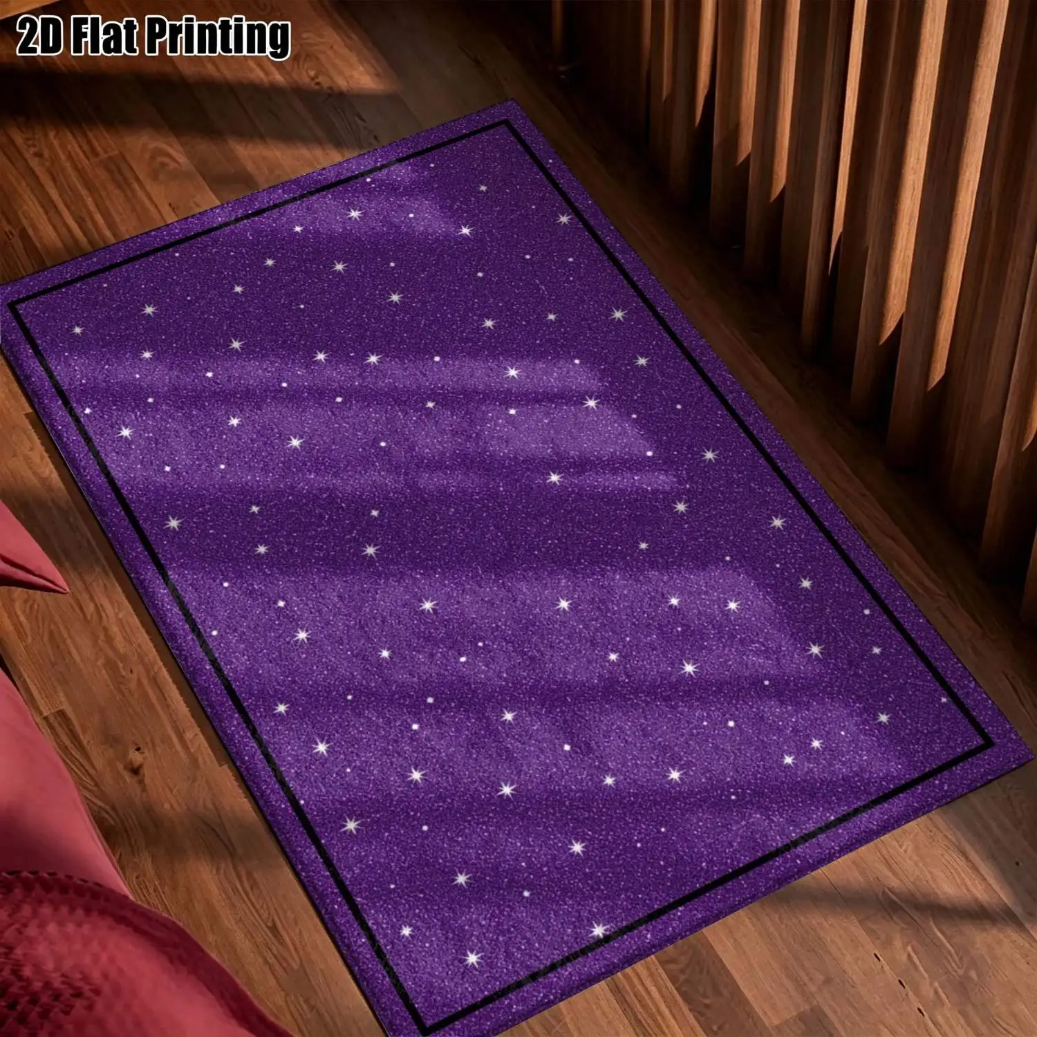 1Pc 2D Printed Purple Starry Sky Nordic Carpet, Instagram-Inspired Modern Minimalist Geometric Bohemian Doormat, Home Decor, Multi-Size, Machine Washable, Suitable for Entrance, Dining Room, Foyer, Bedroom, Living Room