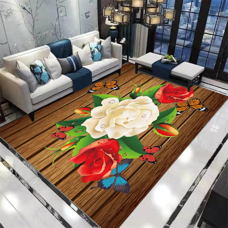 

Cartoon Butterfly/Flower 3D Printed Carpets For Living Room Bedroom Area Rugs Soft Flannel Kids Room play Crawl Floor Mat Custom