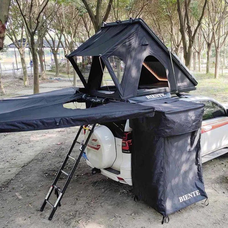 

Overland Accessories 3-4 Person Hard Shell Roof Top Tent 4X4 Tente De Toit Rigide Camping Rooftop Tent For