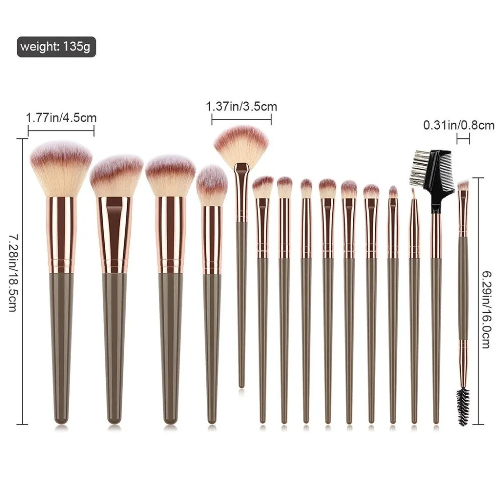 15 unids/set herramienta de maquillaje portátil Kit de brochas de maquillaje bronceador facial cosméticos delineador cepillo de cejas contorno belleza cepillo de cejas mujeres