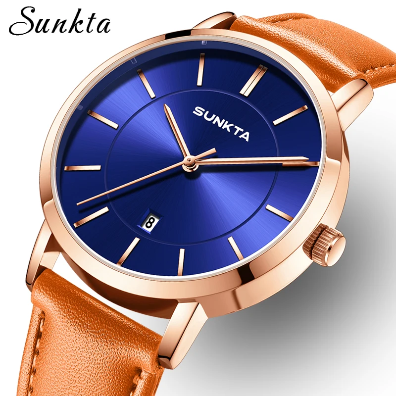 SUNKTA 2026 ساعة رجالي فاخرة LIGE موضة عادية كوارتز ساعات المعصم مقاوم للماء تاريخ الأعمال الساعات النساء الهدايا Reloj Hombre