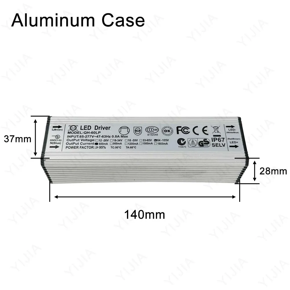 LED Driver DC54-96V 36-65V 18-39V 18-30V 600mA 900mA 1500mA 1800mA Lighting Transformers For 40W 45W 48W 50W 60W Power Supply