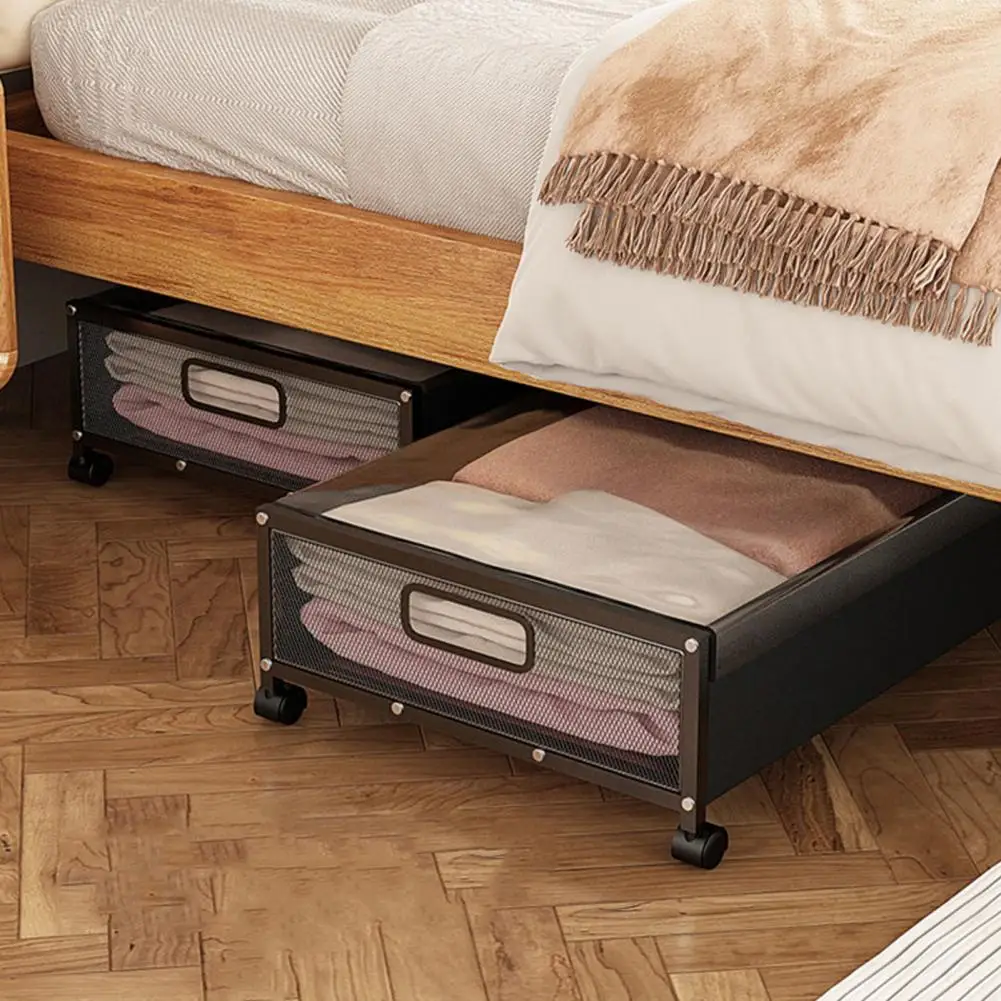 Metal Frame under Bed Storage Basket Home under Bed Storage Rack with Wheels Durable Metal Frame under Bed Storage for Shoes