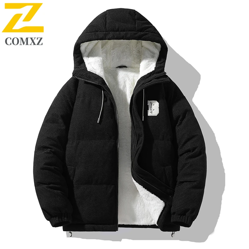 

Men's Cotton Jacket 2025 New Style Lamb Wool Thickened Cold Proof and Warm Hooded Jacket Outdoor Casual Loose Winter Down Jacket