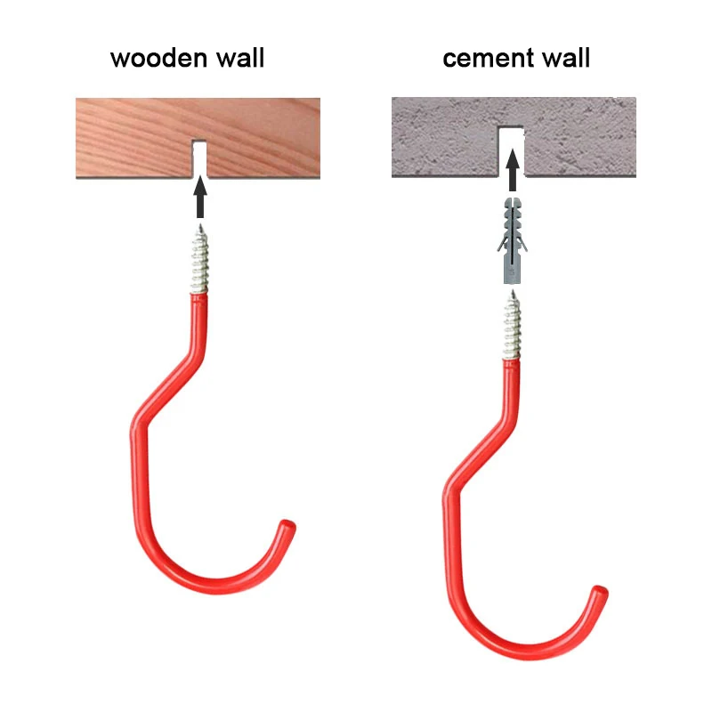 Wieszaki rowerowe Haki do montażu na ścianie Zestaw wkręconych haków do przechowywania Wytrzymałe haki do narzędzi ogrodowych w garażu