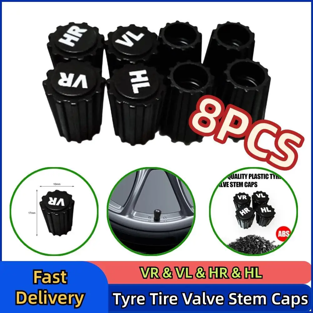 8 Pcs Tyre Tire Valve Stem Caps VR VL HR HL Printing ABS Plastic Valve Caps Dustproof Wheel Air Valve Cover For Germany