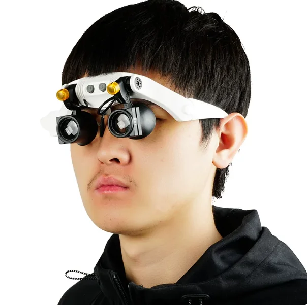 Optical Head Mount Magnifier Binocular LED Light Loupe For Watch Repair Jewelry Inscription Antique Appraisal 10X