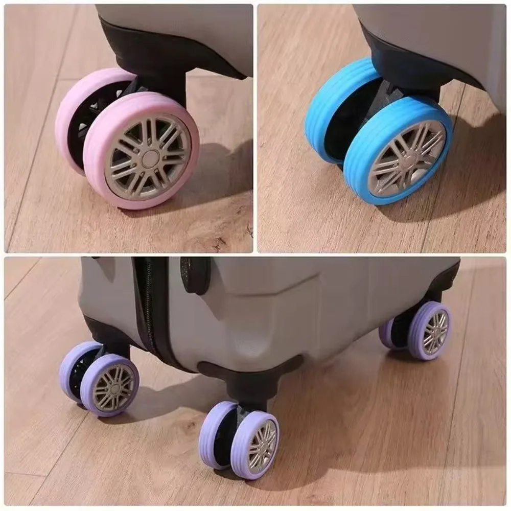 8Pcs Travel Luggage Caster Shoes Reduce Noise Suitcase Wheels Protector Cover Trolley Box Casters Guard Cover Accessories