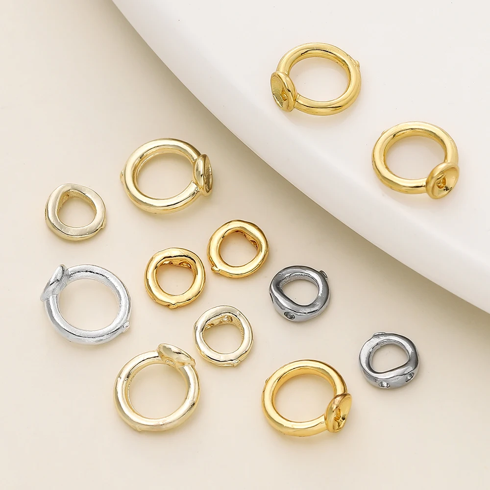 

10/20pcs 14/18K Gold Plated End Bead Double Hole Connector Rings for DIY Jewelry Bracelet Necklace Making Supplies Accessory