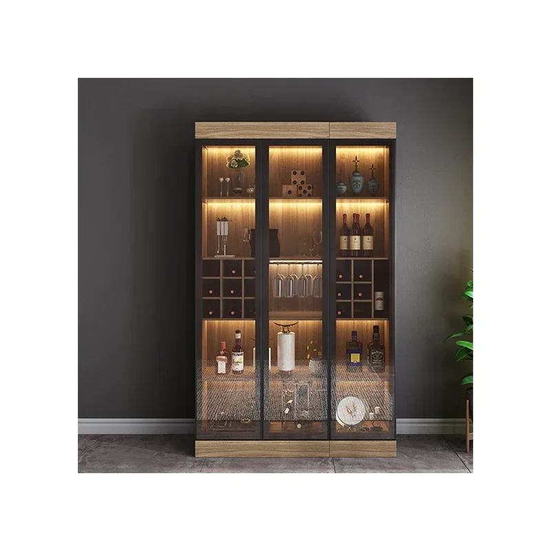 Luxury Home Furniture wine bar cabinet wine rack modern glass display cabinet furniture solid wood wine cabinet display