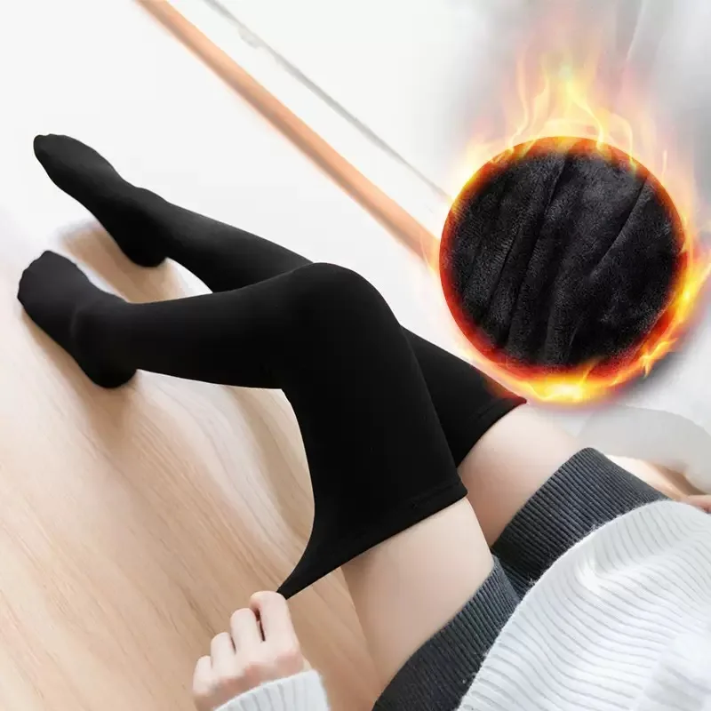 

Winter for Ladies Girl Warm High Tube glossy Long Stocking Female Plush Over Knee High Socks thickening breathable JK Thigh Sock