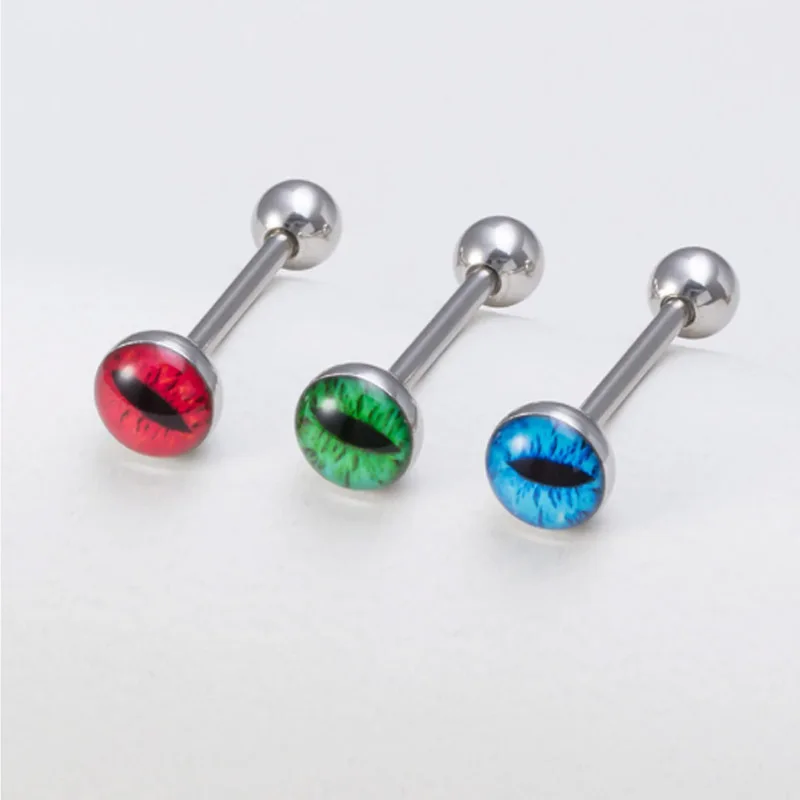 Snake Eye Tongue Piercing Rings for Women Punk Style 316L Stainless Steel Tongue Studs Silver Color Sexy Body Jewelry Wholesale