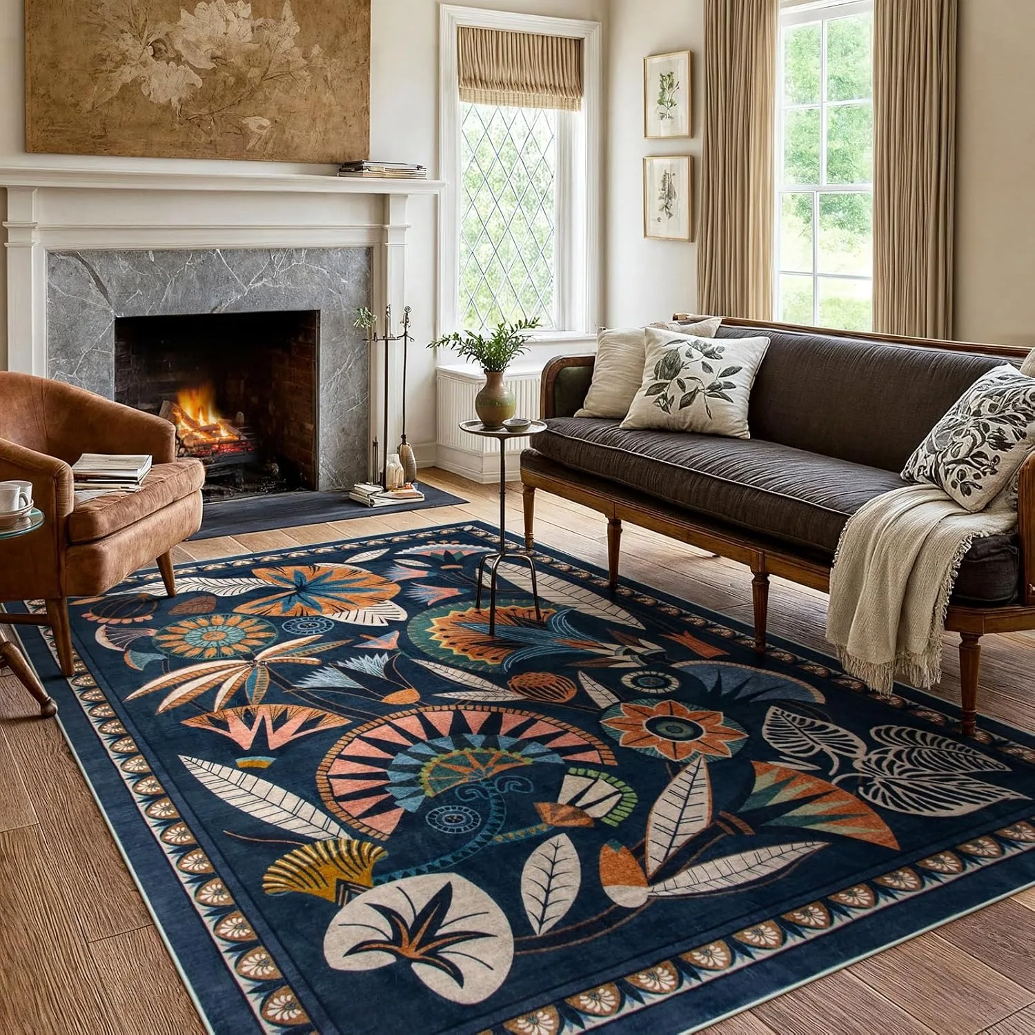 Carpet for Living Room Non-slip Soft Machine Washable Bedroom Floor Mat Bohemian Style Large Size Home Decoration Rug 거실 카펫
