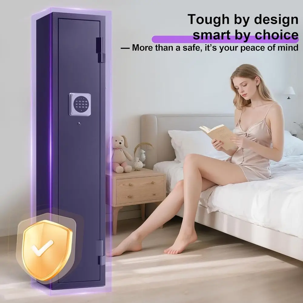 Dual Alarm 2-3 Gun Safe for Rifles and Pistols, Home Gun Cabinet with Gun Rack for Safety