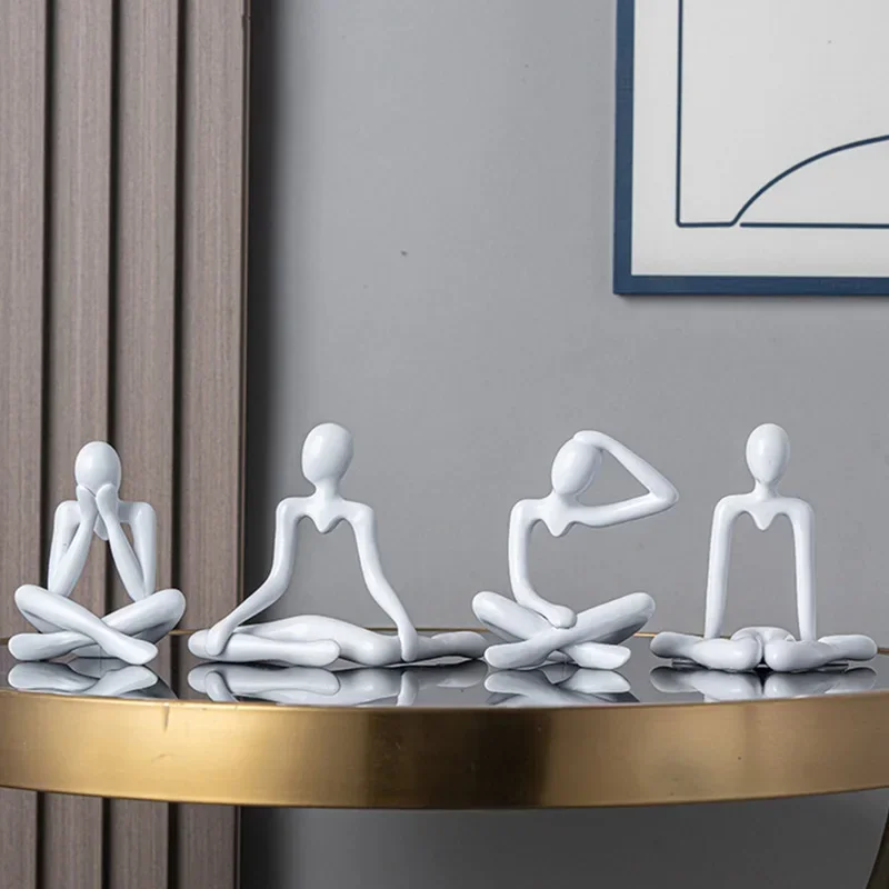 Nordic Light Luxury Style Abstract Figure Thinker Home Decoration Ornaments Sitting Posture Statue Crafts Desktop Decor Artworks