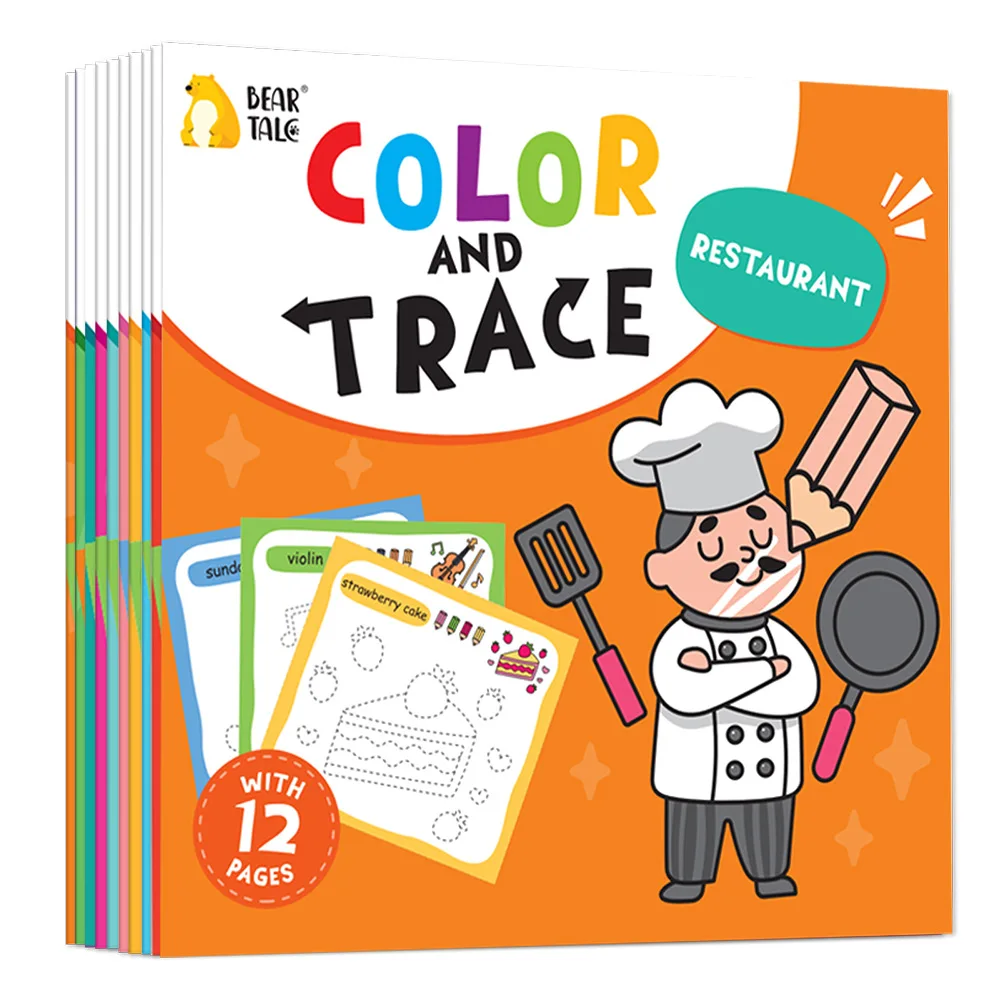 10-Buch-Set, Malbuch für Kinder zur Verbesserung des kognitiven Denkens, einschließlich 10 Cartoon-Themen für Jungen und Mädchen – Detail 6