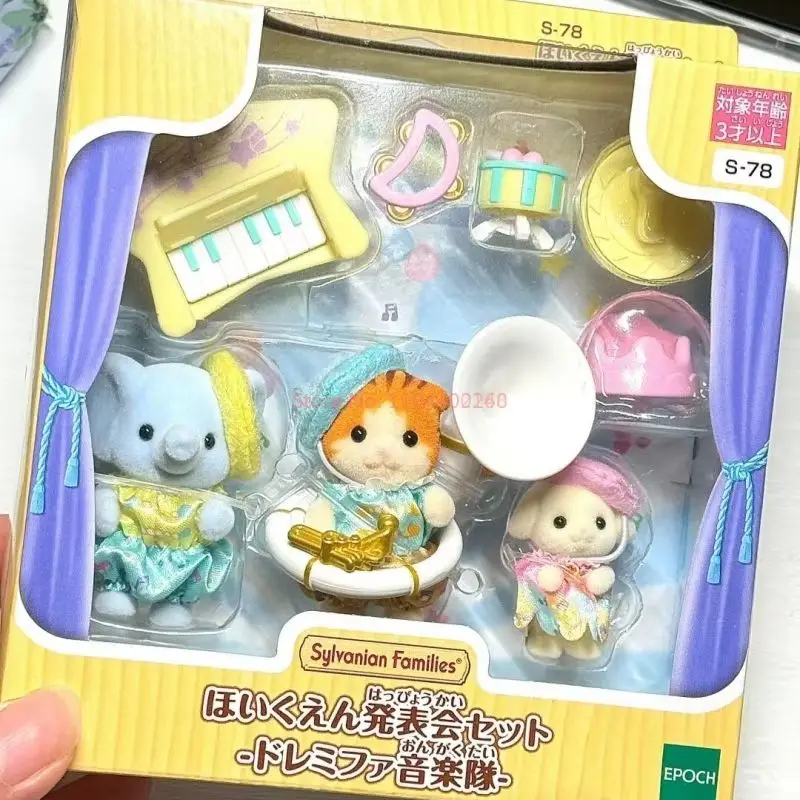 Hot Collectie Sylvanian Families Drum Muziek Concert Action Mini Figuur Pop Scène Metgezel Speelgoed Verzamel Decoratie Voor Kind Geschenken