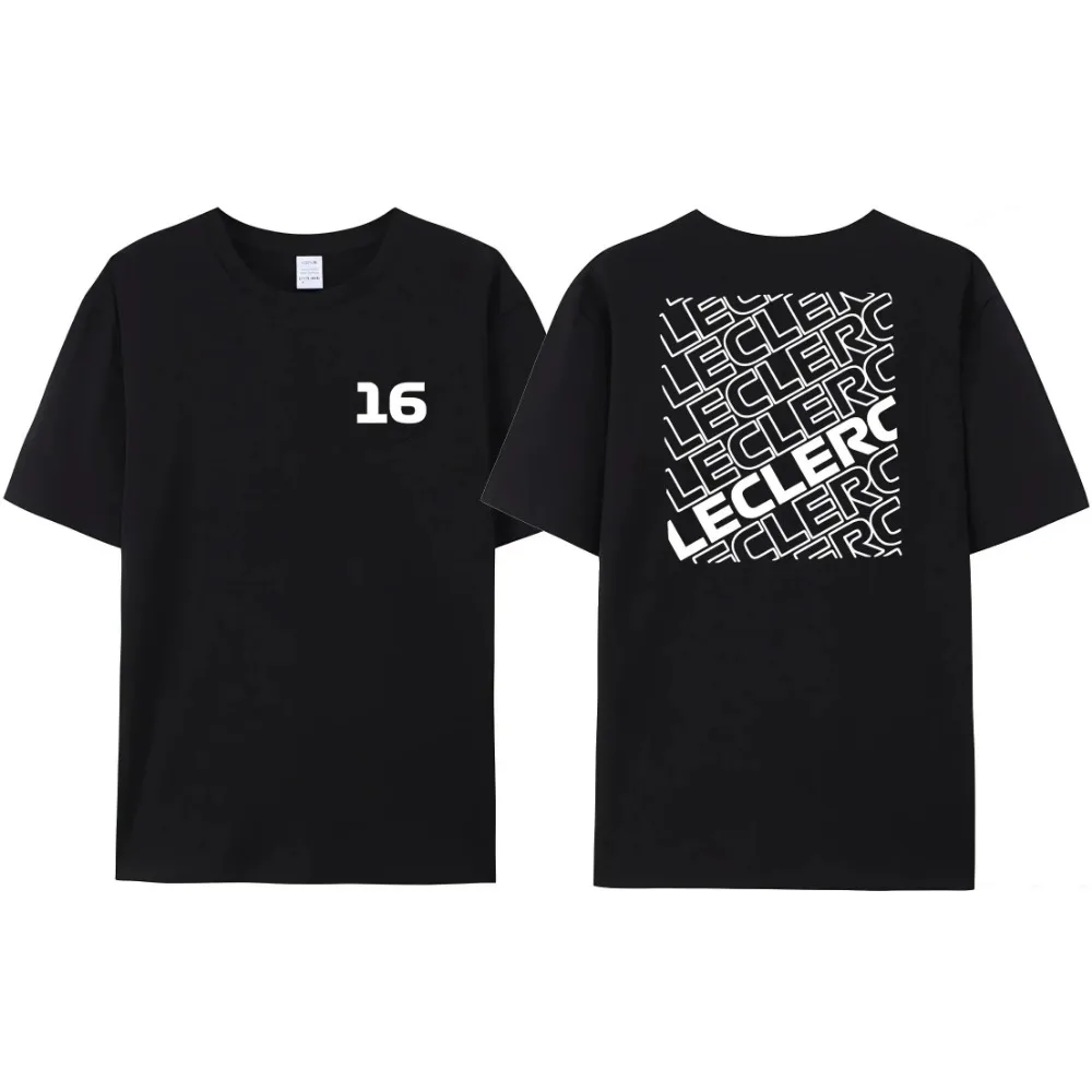 New Men\'s Racing 16 Letters T-Shirt F-1 Charles Leclerc 16 Letters Printed F Racing 1 Fan Women\'s Harajuku Casual Cotton Tee