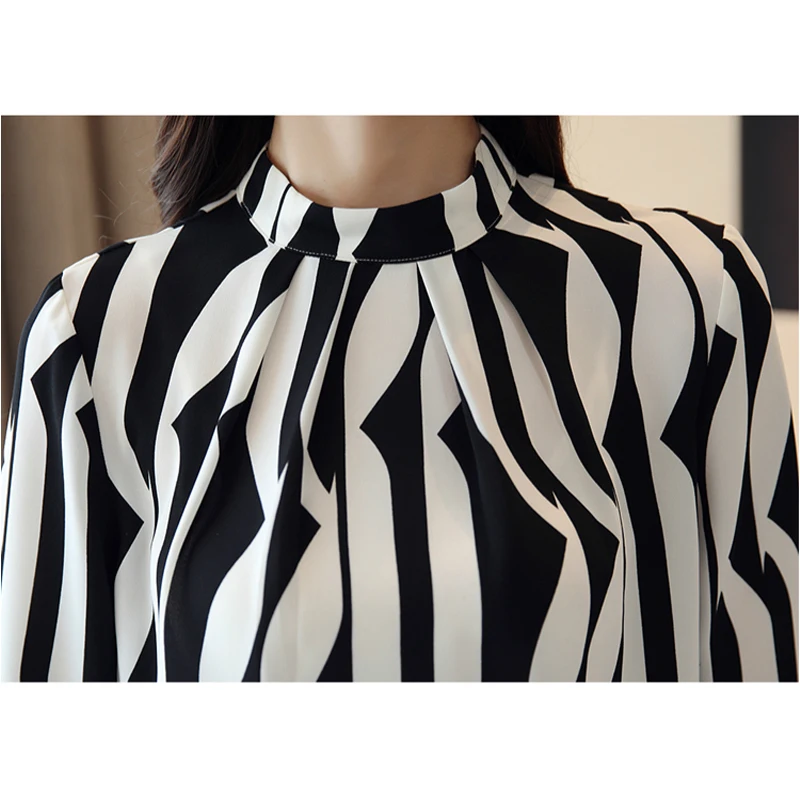 New Striped Chiffon Blouse Shirt Fashion Woman Blouse Long Sleeve Women Shirts Office Work Wear Womens Tops Blusas 0941 60