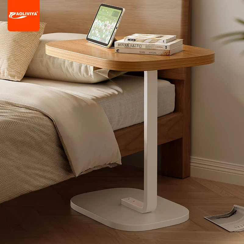 AOLIVIYA Bedside Table Bedroom Bedside Rack Mobile Lazy Solid Wood Household Small Coffee Table Can Be Lifted and Turned Over